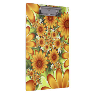 Floral Dream, Modern Abstract Flower Fractal Art Clipboard