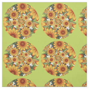 Floral Dream, Modern Abstract Flower Fractal Art Fabric