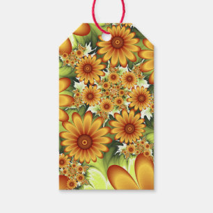 Floral Dream, Modern Abstract Flower Fractal Art Gift Tags