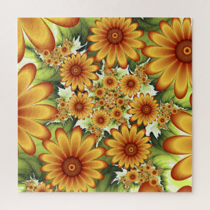 Floral Dream, Modern Abstract Flower Fractal Art Jigsaw Puzzle