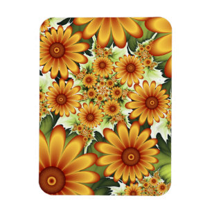 Floral Dream, Modern Abstract Flower Fractal Art Magnet