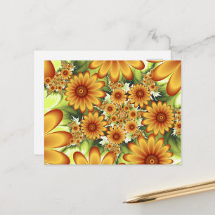 Floral Dream, Modern Abstract Flower Fractal Art Postcard