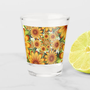 Floral Dream, Modern Abstract Flower Fractal Art Shot Glass