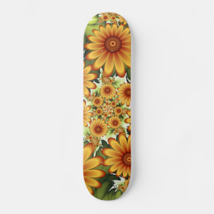 Floral Dream, Modern Abstract Flower Fractal Art Skateboard