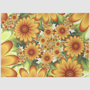 Floral Dream, Modern Abstract Flower Fractal Art Tissue Paper