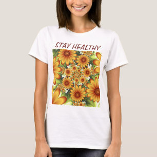 Floral Dream, Modern Abstract Flower Fractal Text T-Shirt