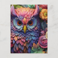 Floral Dream Owl – Colourful Fantasy Bird Art