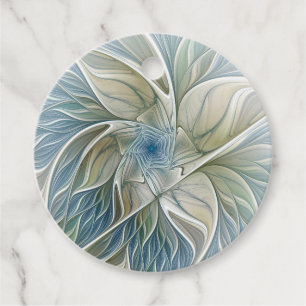 Floral Dream Pattern Abstract Blue Khaki Custom Favour Tags