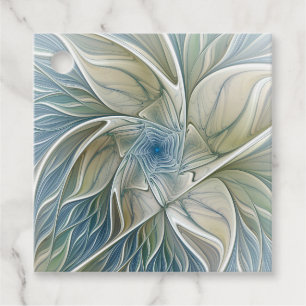 Floral Dream Pattern Abstract Blue Khaki Custom Favour Tags