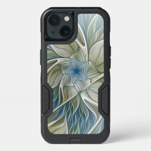 Floral Dream Pattern Abstract Blue Khaki Fractal