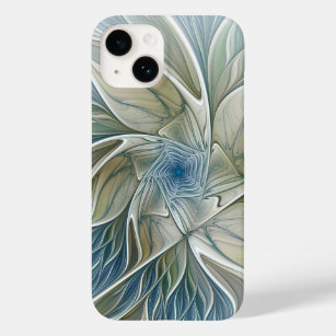 Floral Dream Pattern Abstract Blue Khaki Fractal Case-Mate iPhone 14 Case