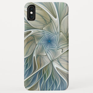 Floral Dream Pattern Abstract Blue Khaki Fractal iPhone XS Max Case