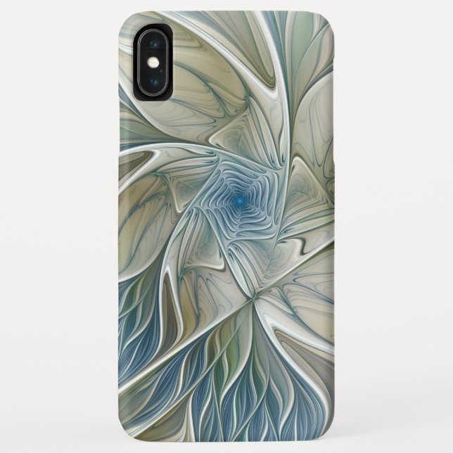 Floral Dream Pattern Abstract Blue Khaki Fractal Case-Mate iPhone Case (Back)