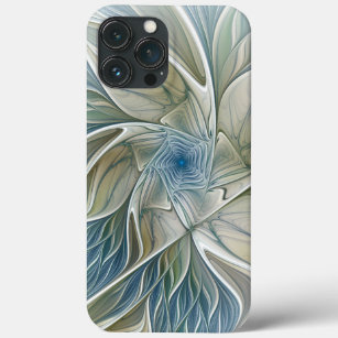 Floral Dream Pattern Abstract Blue Khaki Fractal iPhone 13 Pro Max Case
