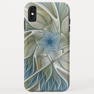 Floral Dream Pattern Abstract Blue Khaki Fractal Case-Mate iPhone Case