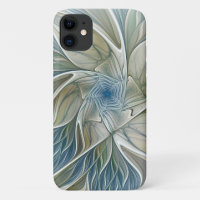 Floral Dream Pattern Abstract Blue Khaki Fractal