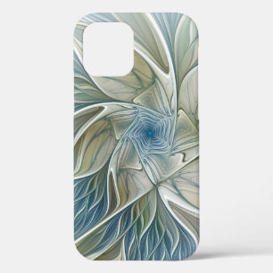 Floral Dream Pattern Abstract Blue Khaki Fractal iPhone 12 Pro Case