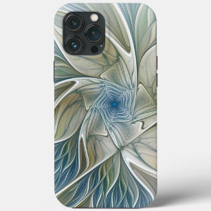 Floral Dream Pattern Abstract Blue Khaki Fractal iPhone 13 Pro Max Case