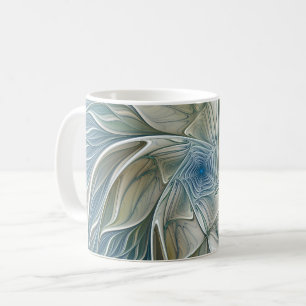 Floral Dream Pattern Abstract Blue Khaki Fractal Coffee Mug