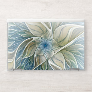 Floral Dream Pattern Abstract Blue Khaki Fractal HP Laptop Skin