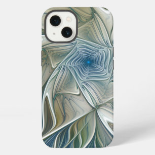 Floral Dream Pattern Abstract Blue Khaki Fractal iPhone Case