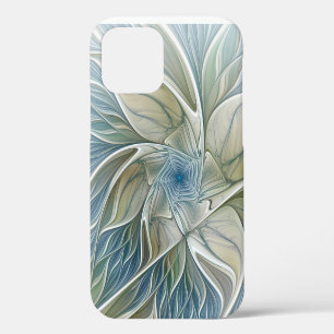 Floral Dream Pattern Abstract Blue Khaki Fractal iPhone 12 Case