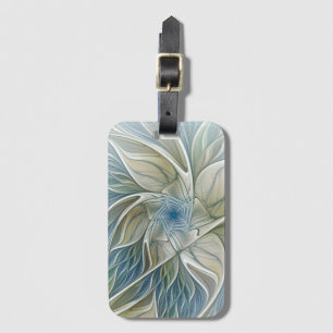 Floral Dream Pattern Abstract Blue Khaki Fractal Luggage Tag