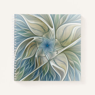 Floral Dream Pattern Abstract Blue Khaki Fractal Notebook