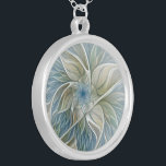 Floral Dream Pattern Abstract Blue Khaki Fractal Silver Plated Necklace<br><div class="desc">A modern and abstract Fantasy Flower,  Fractal Art for your necklace and more.</div>