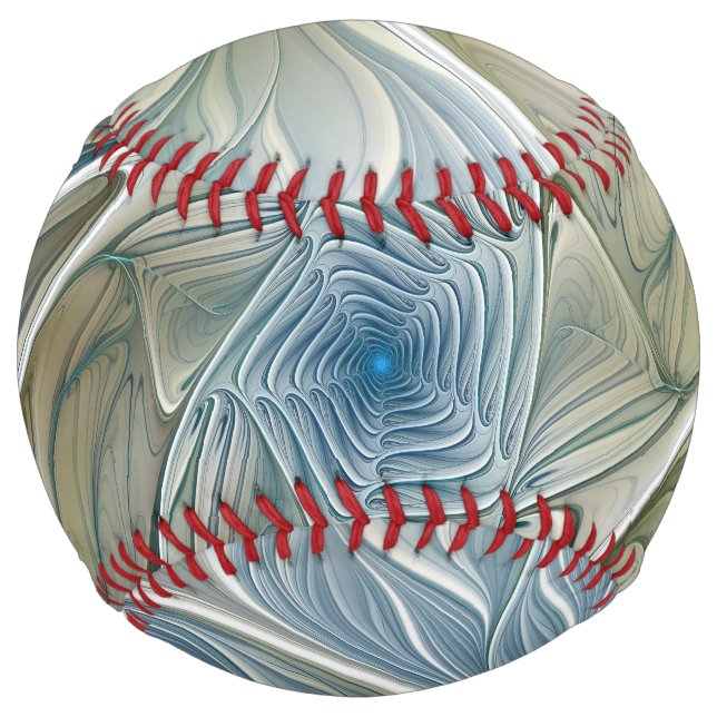 Floral Dream Pattern Abstract Blue Khaki Fractal Softball (Front)