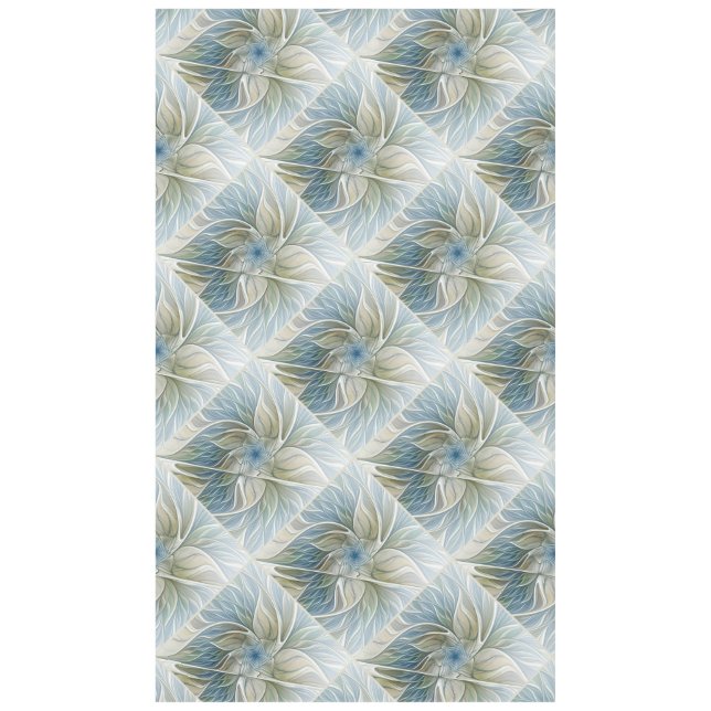 Floral Dream Pattern Abstract Blue Khaki Fractal Tablecloth (Front)