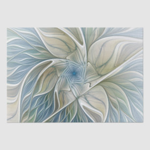 Floral Dream Pattern Abstract Blue Khaki Fractal Tissue Paper