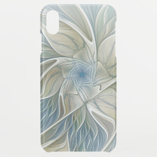 Floral Dream Pattern Abstract Blue Khaki Fractal iPhone XS Max Case