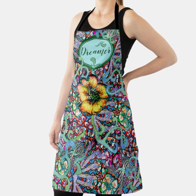 Floral Dreamer Colourful Unusual Summery Pattern A Apron (Insitu)