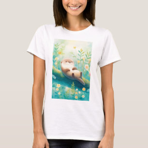 Floral Dreams and Branches Otter Cosy Escape T-Shirt