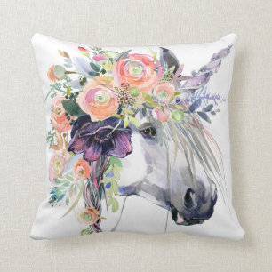 Floral Dressed Unicorn Cushion