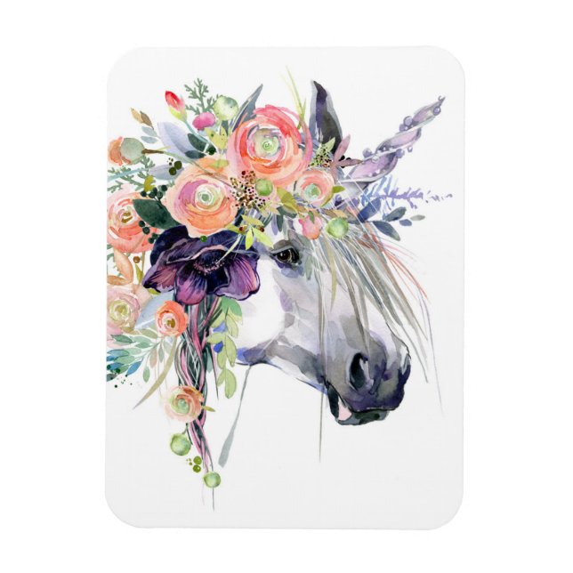 Floral Dressed Unicorn Magnet (Vertical)