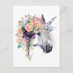 Floral Dressed Unicorn Postcard