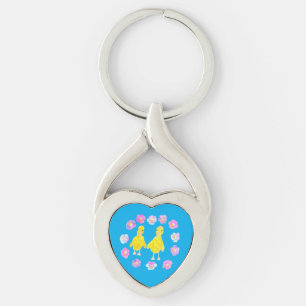 Floral ducklings key ring