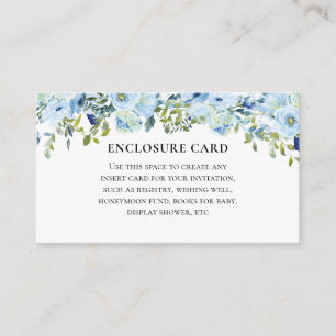 Floral Dusty Blue Botanical Bridal Shower Brunch Enclosure Card