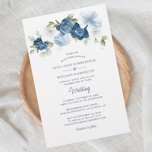 Floral Dusty Blue Botanical Wedding Invitation