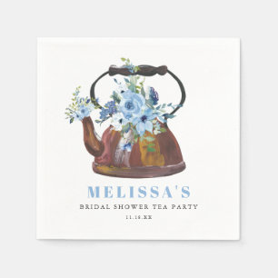 Floral Dusty Blue Bridal Shower Tea Party Napkin