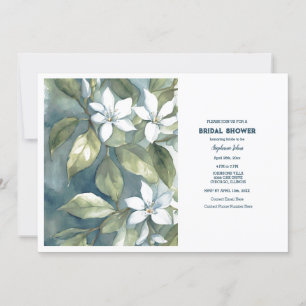 Floral Dusty Blue Bridal Shower Wedding Greenery  Invitation