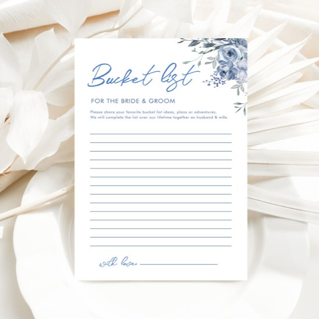 Floral Dusty Blue Bucket List Bridal Shower Game (Creator Uploaded)