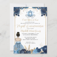 Floral Dusty Blue Cinderella Royal Quinceanera