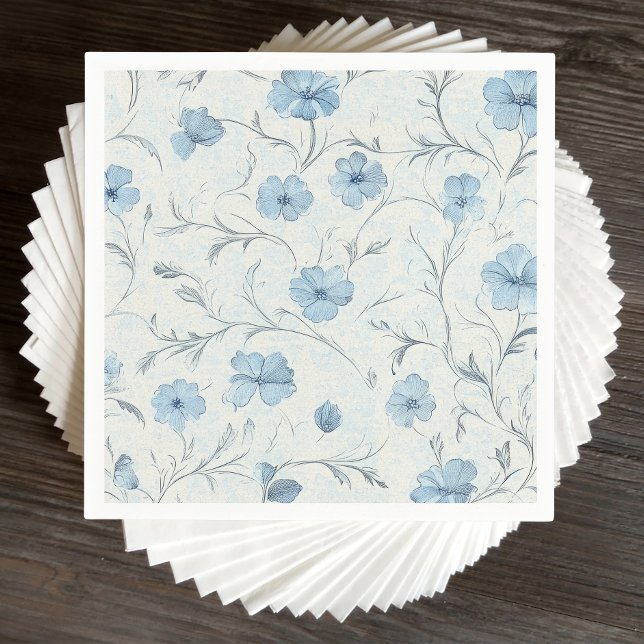 Floral Dusty Blue Country Garden Elegant Wedding Napkin (Creator Uploaded)