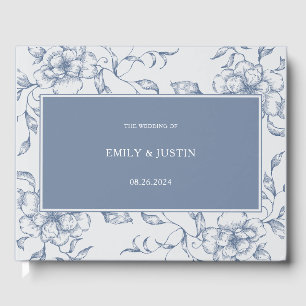 Floral Dusty Blue Elegant Wedding  Guest Book