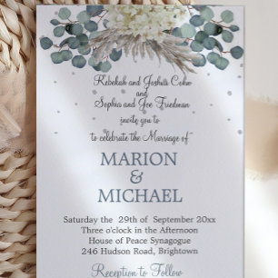  Floral Dusty Blue Elegant Wedding  Invitation