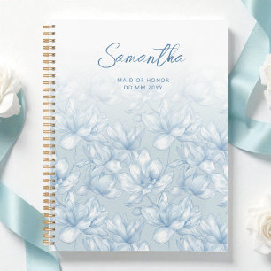 Floral Dusty Blue Flower Modern Maid of Honour Nam Planner