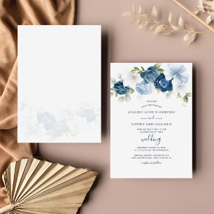 Floral Dusty Blue Greenery Botanical Wedding Invitation